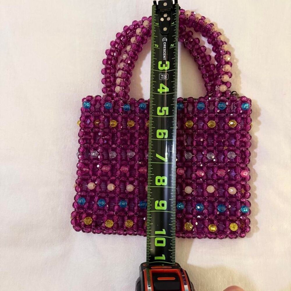 Vintage 1960s Purple Beaded Mini Bag, Made in Italy - Picture 8 of 8